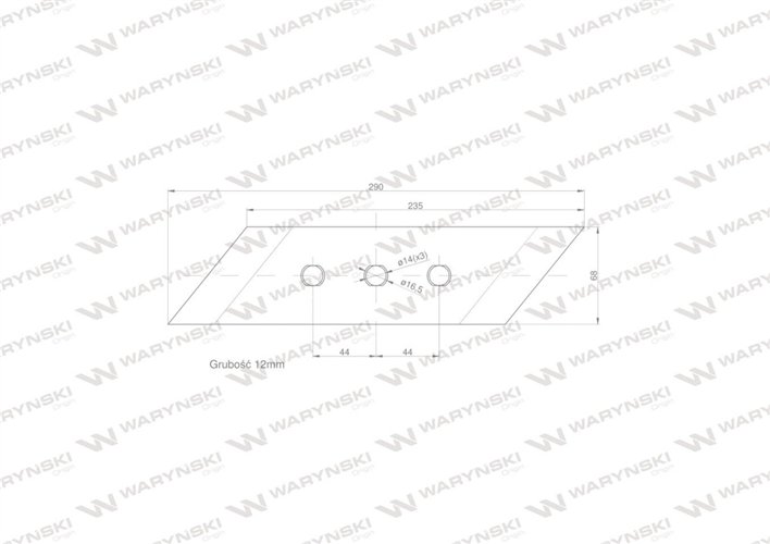 Dłuto nakładka lemiesza prawe trzyotworowe zastosowanie VIS/17 XL Unia Pług stal borowa WARYŃSKI