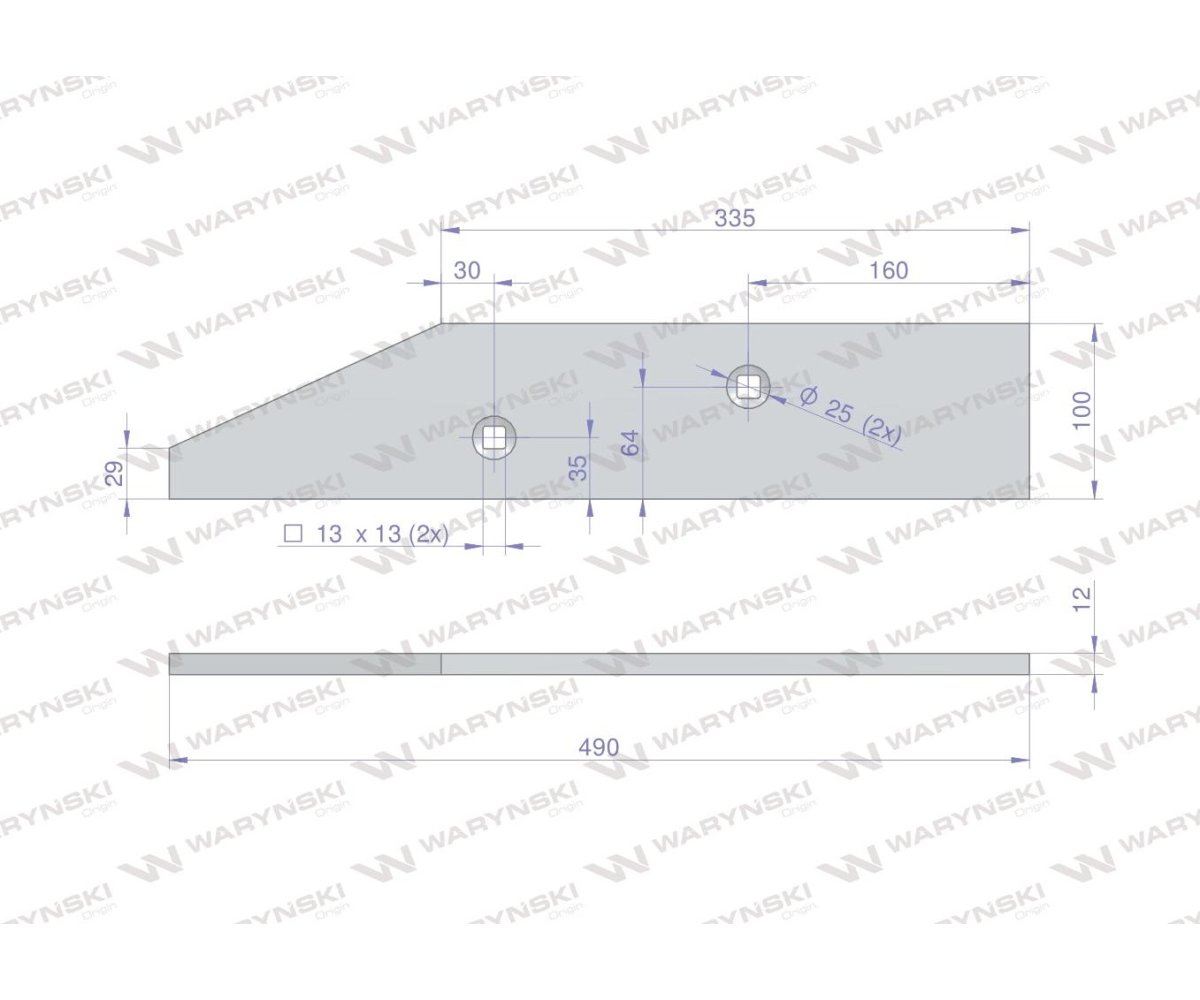 Płoza przednia prawa zastosowanie VIS23 Unia XXl WARYŃSKI