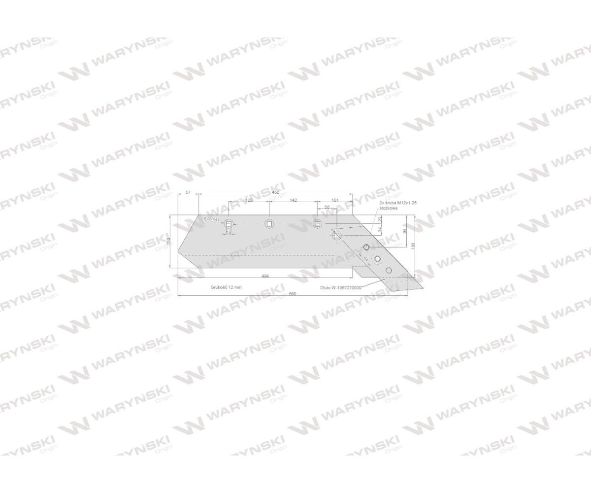 Lemiesz z dłutem prawy zastosowanie VIS/08 35-50cm XXL Unia Pług stal borowa WARYŃSKI