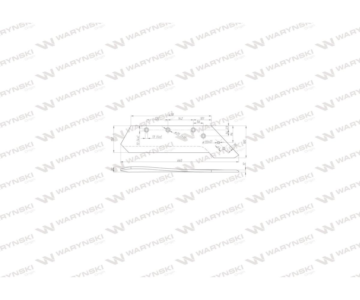 Lemiesz nkpl. prawy do dłuta zastosowanie VIS09 XXL Unia Pług stal borowa Waryński