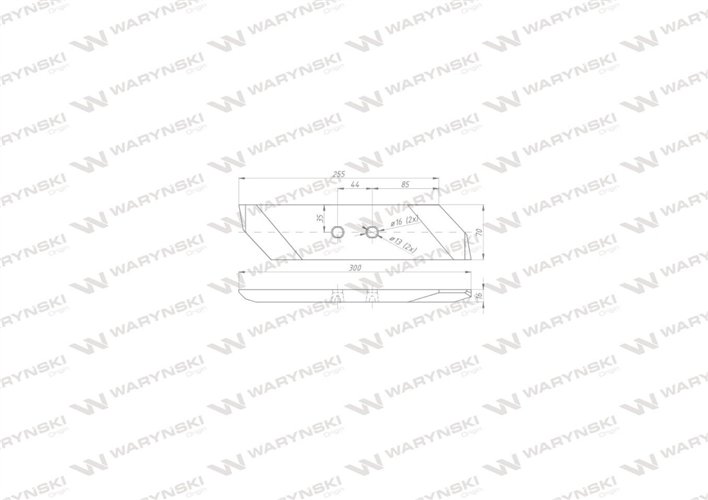 Dłuto nakładka lemiesza lewe dwuotworowe 15 mm zastosowanie VIS/34 XL Unia Pług stal borowa WARYŃSKI