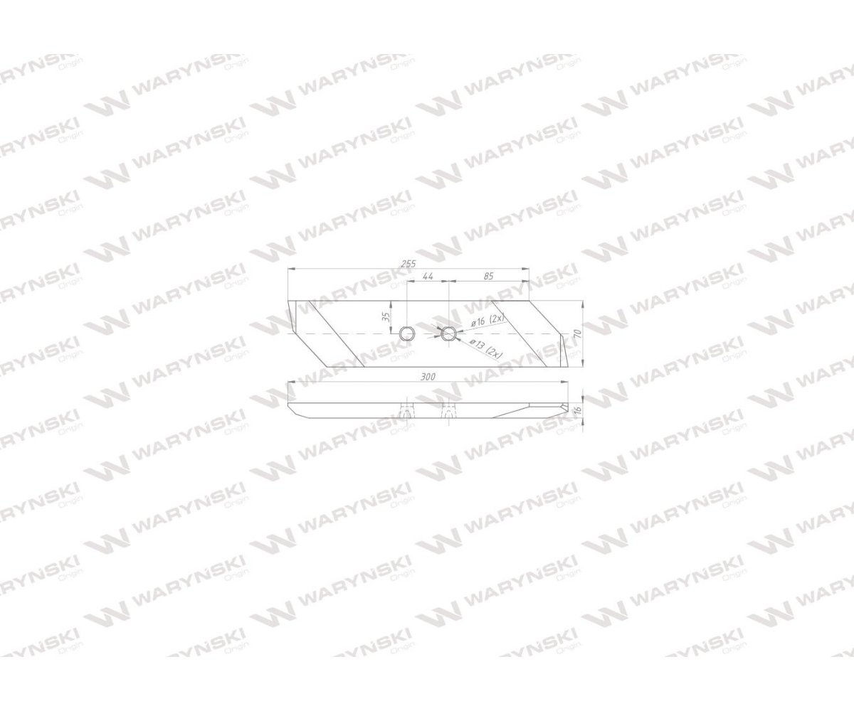 Dłuto nakładka lemiesza lewe dwuotworowe 15 mm zastosowanie VIS/34 XL Unia Pług stal borowa WARYŃSKI