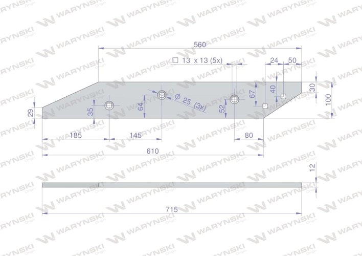Płoza tylna prawa zastosowanie VIS24 Unia XXl WARYŃSKI