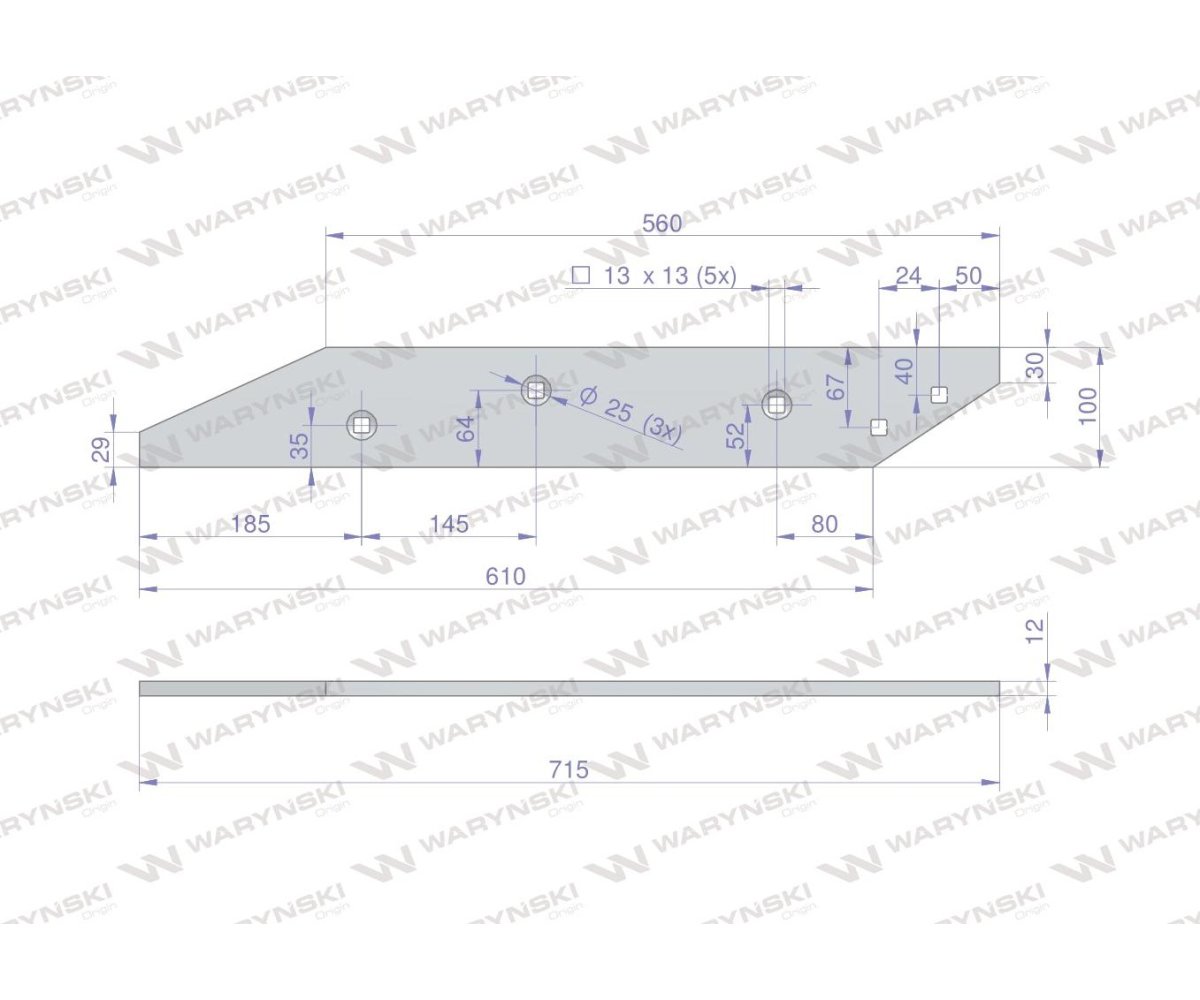 Płoza tylna prawa zastosowanie VIS24 Unia XXl WARYŃSKI