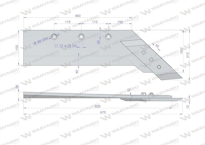 Lemiesz z dłutem zastosowanie AS/0184 Atlas Unia Pług stal borowa Waryński