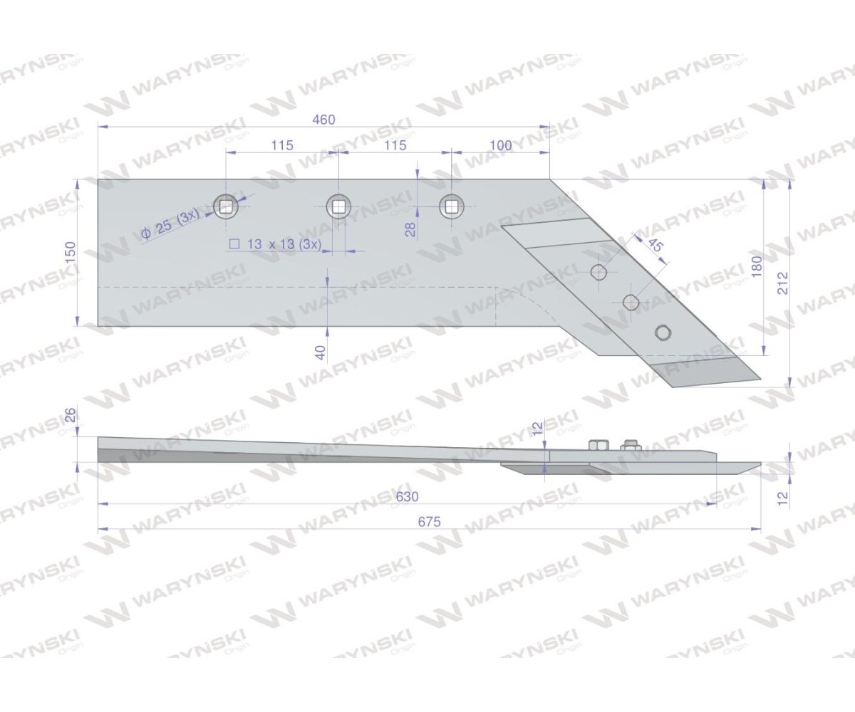 Lemiesz z dłutem zastosowanie AS/0184 Atlas Unia Pług stal borowa Waryński