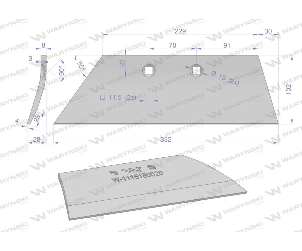 Lemieszyk przedpłużka lewy PO1318 Waryński