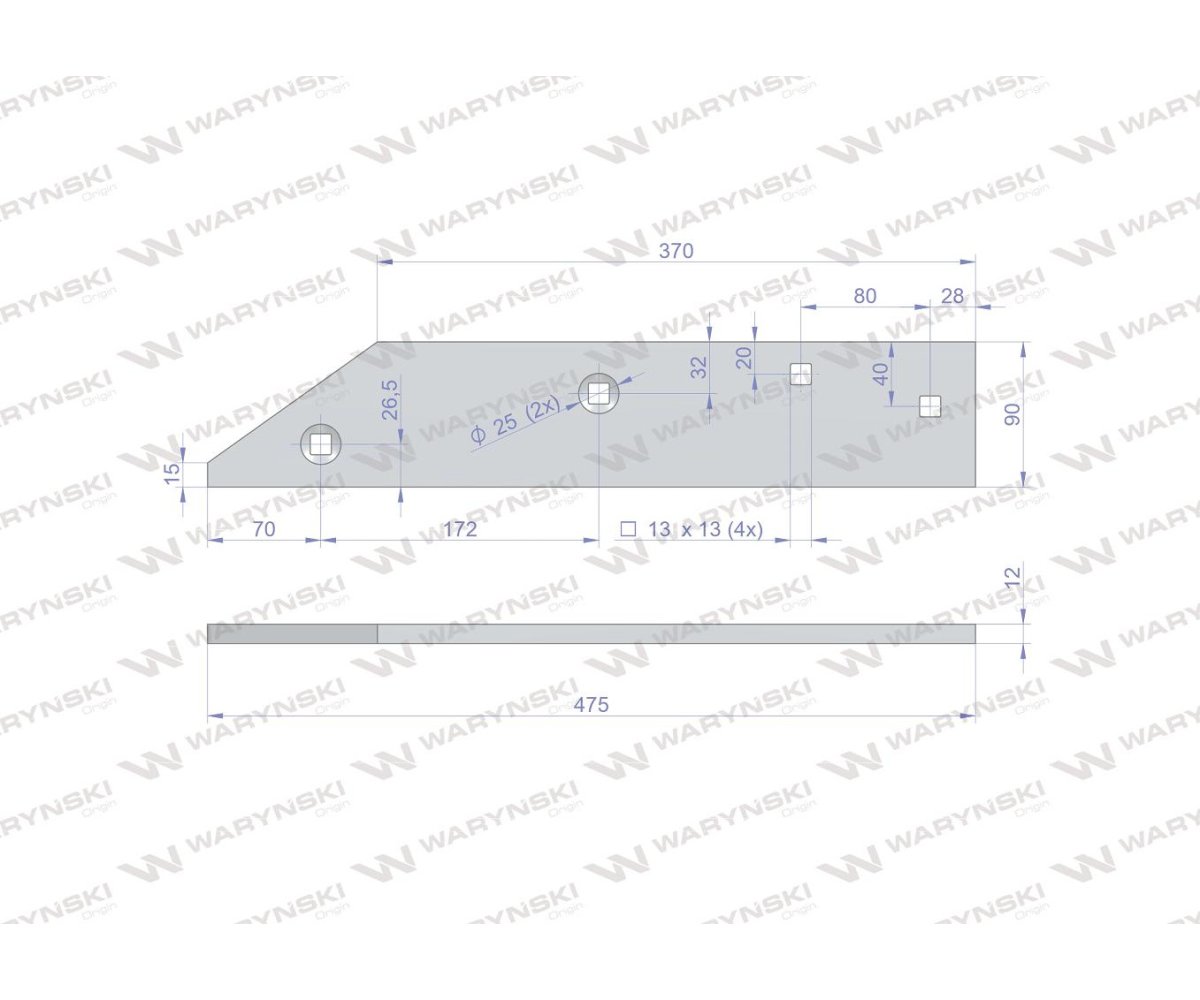 Płoza przednia prawa zastosowanie PO740 Unia Xl WARYŃSKI