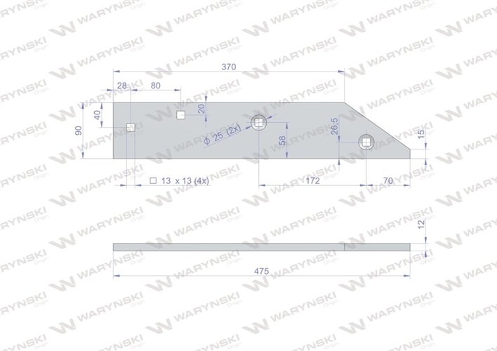 Płoza przednia lewa zastosowanie PO741 Unia Xl WARYŃSKI