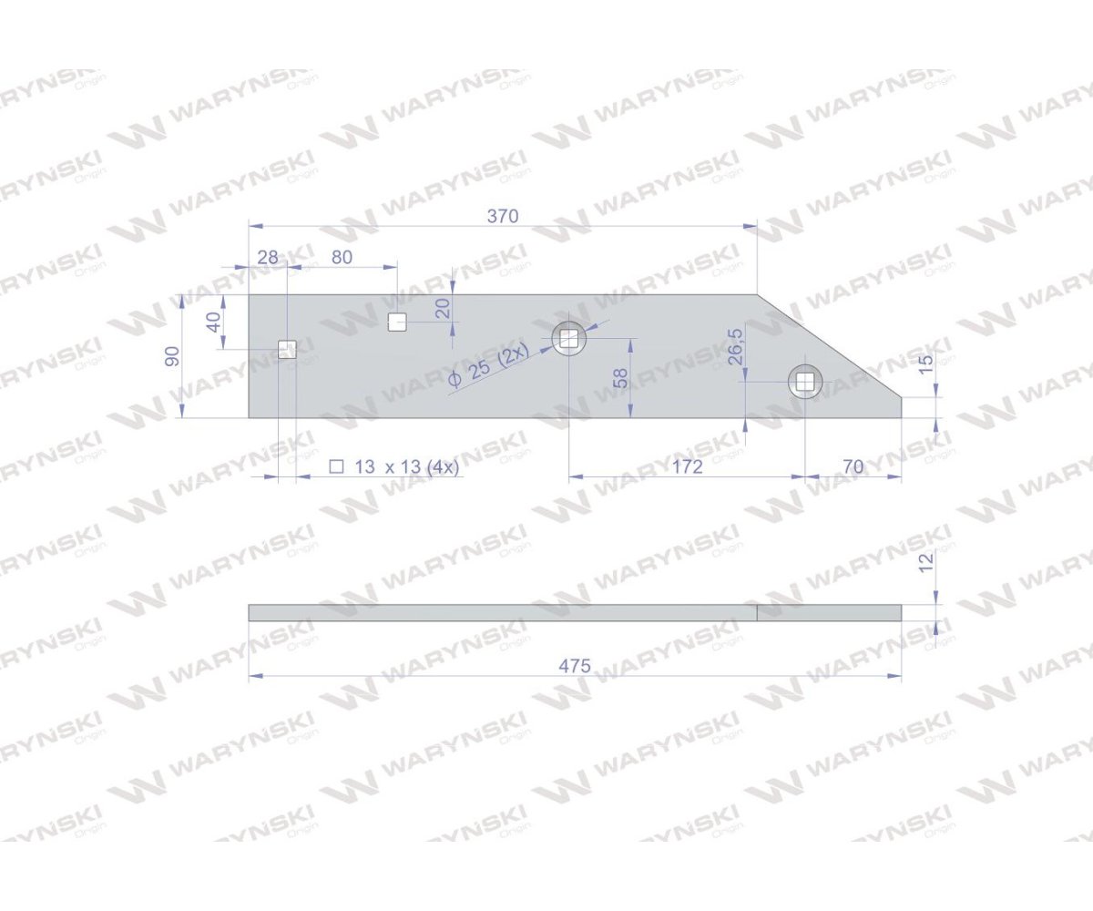 Płoza przednia lewa zastosowanie PO741 Unia Xl WARYŃSKI