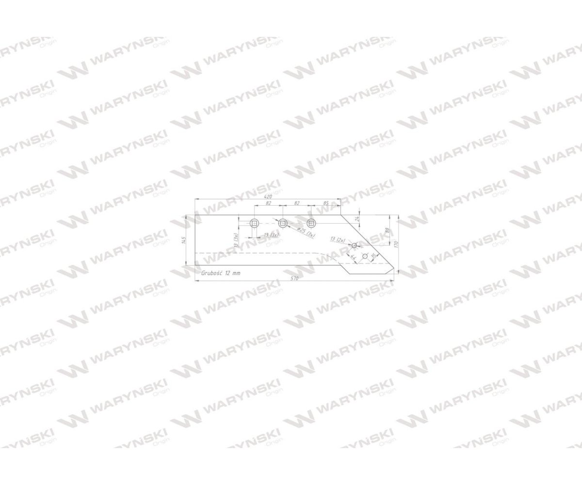 Lemiesz nkpl. prawy do dłuta zastosowanie PO0388 XL Ibis Tur Unia Pług stal borowa Waryński