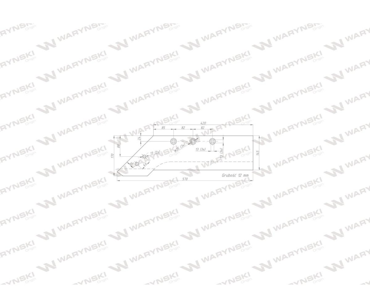 Lemiesz nkpl. lewy do dłuta zastosowanie PO0390 XL Ibis Unia Pług stal borowa Waryński