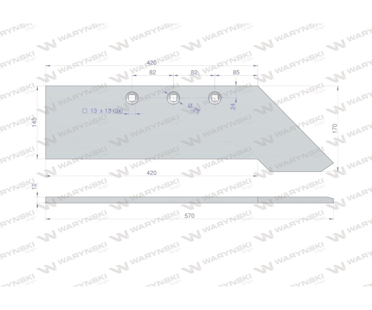 Lemiesz prawy zastosowanie U 058 TUR Unia Pług stal borowa WARYŃSKI