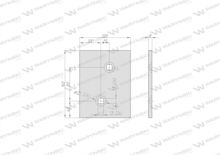 Nakładka płozy prawa przednia zastosowanie PO 642 Unia Pług stal borowa WARYŃSKI