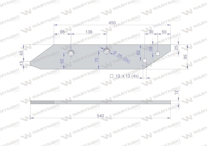 Listwa płozy prawa zastosowanie PO1879 Unia MX WARYŃSKI