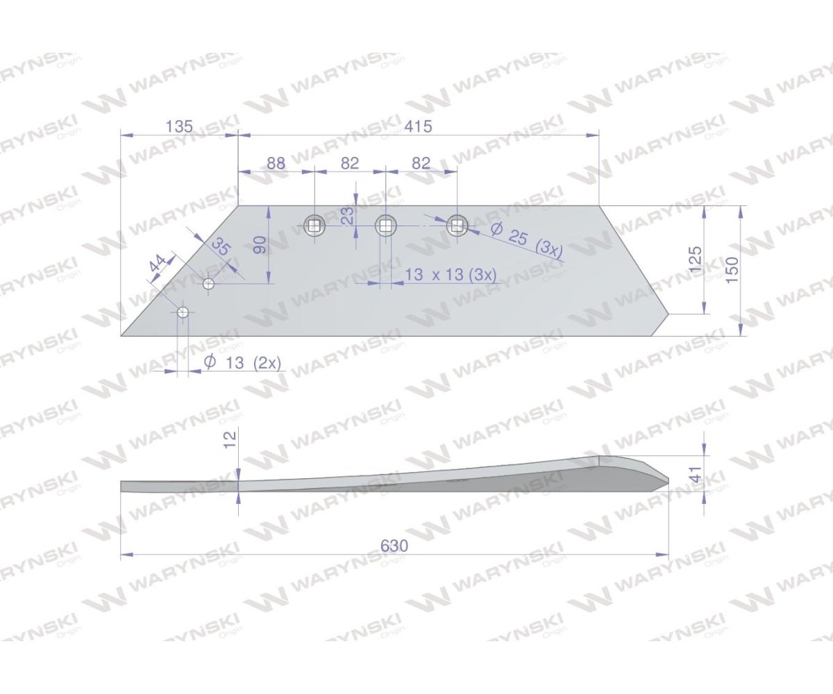 Lemiesz nkpl. lewy zastosowanie MX Unia Pług stal borowa WARYŃSKI