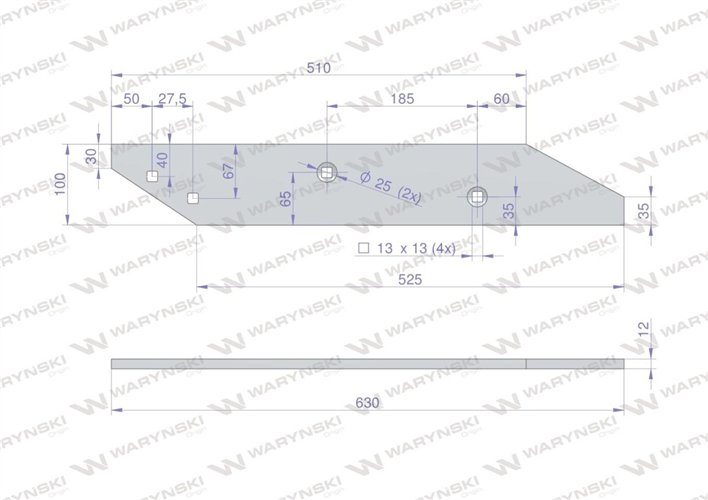Listwa płozy lewa zastosowanie Long Unia WARYŃSKI
