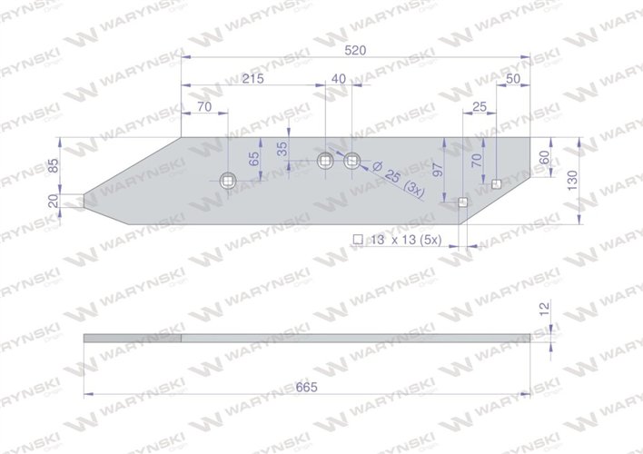 Listwa płozy prawa zastosowanie PO1703 Unia ZX WARYŃSKI