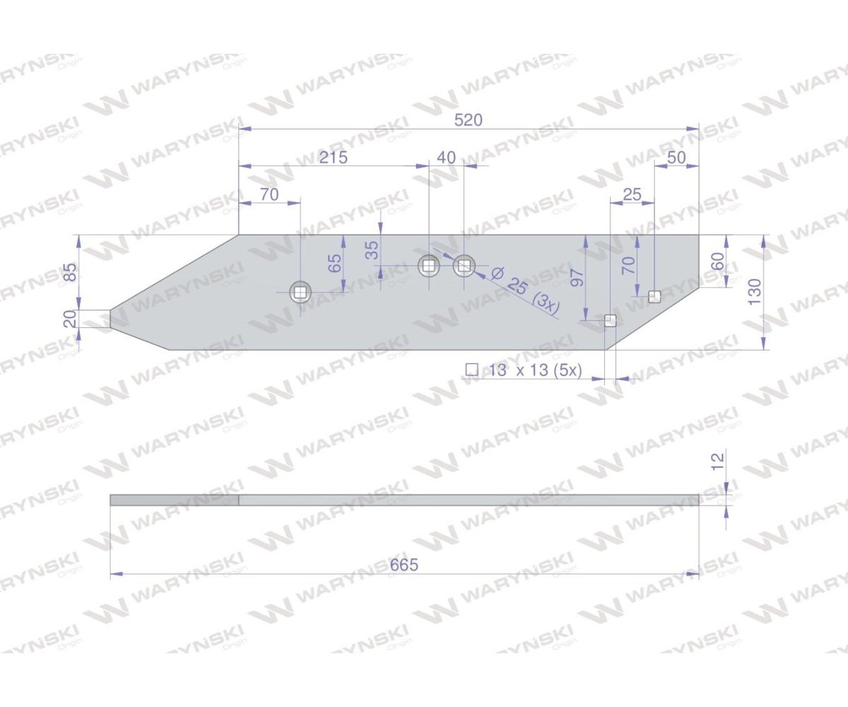 Listwa płozy prawa zastosowanie PO1703 Unia ZX WARYŃSKI