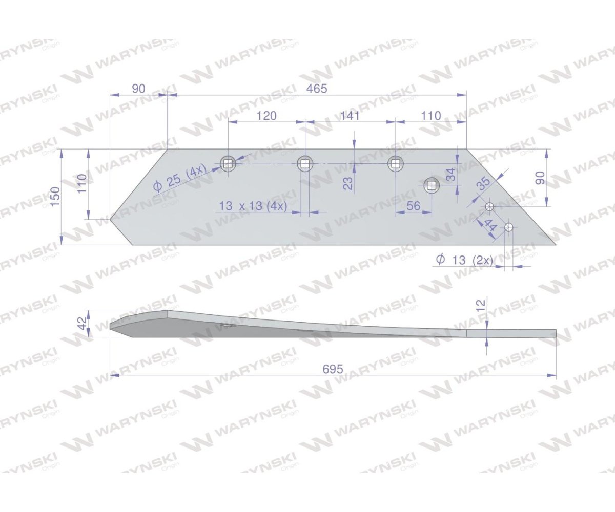 Lemiesz nkpl. prawy zastosowanie ZX Unia Pług stal borowa WARYŃSKI