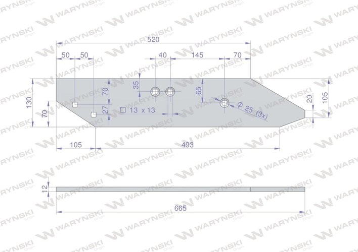 Listwa płozy lewa zastosowanie PO1712 Unia ZX WARYŃSKI