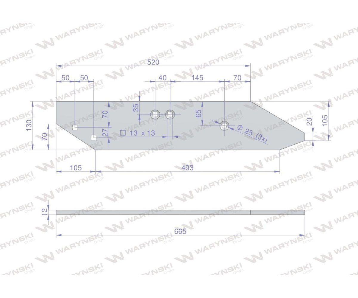Listwa płozy lewa zastosowanie PO1712 Unia ZX WARYŃSKI