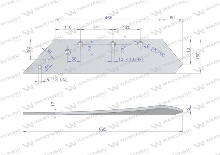 Lemiesz nkpl. lewy zastosowanie ZX Unia Pług stal borowa WARYŃSKI