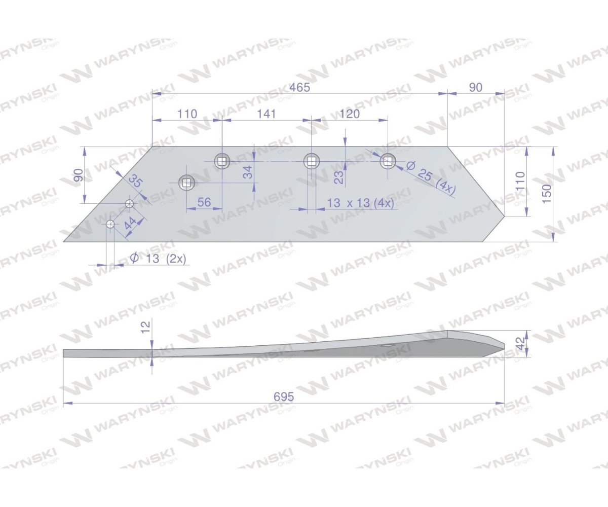 Lemiesz nkpl. lewy zastosowanie ZX Unia Pług stal borowa WARYŃSKI
