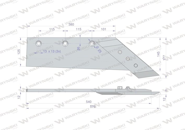Lemiesz trapez z dłutem gruby zastosowanie Unia Pług stal borowa WARYŃSKI 1023020620