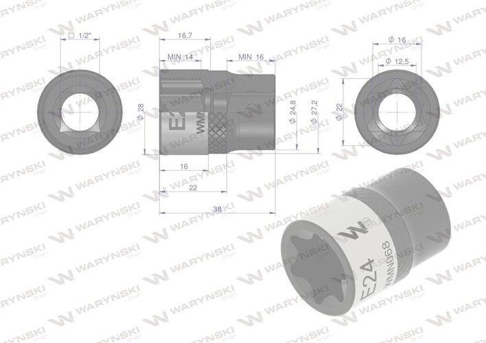 Nasadka star 1/2". E24 CrV50BV30. Waryński