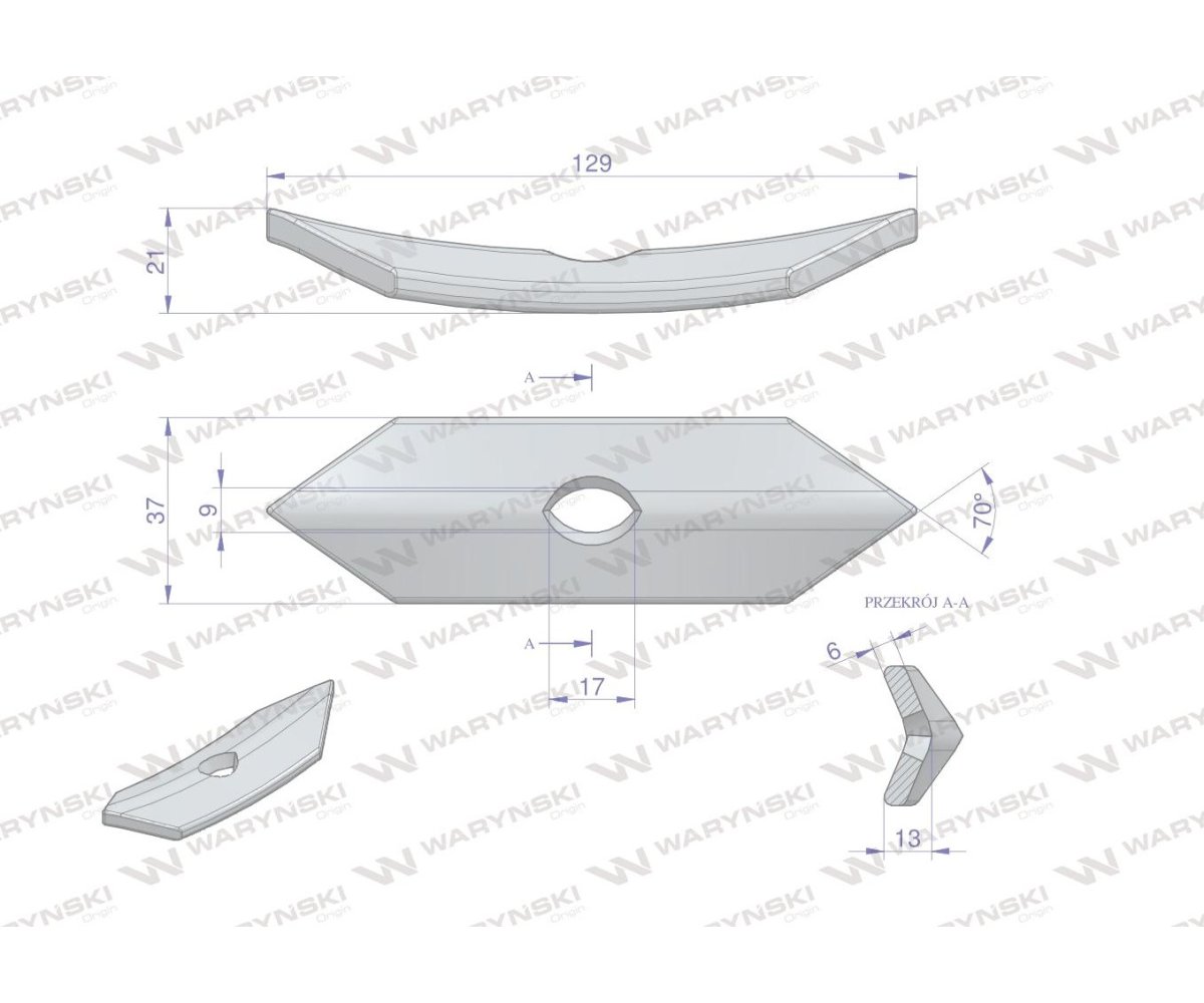 Redliczka 1-otworowa agregatu mała fi 8 ze śrubą zast. ząb tylny i przedni mal. proszkowo Waryński ( sprzedawane po 25 )