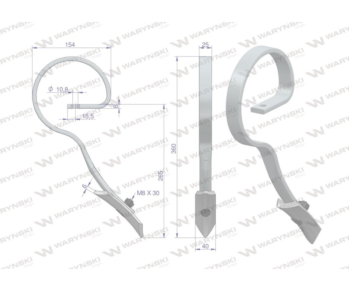 Ząb sprężynowy przedni z redliczką Waryński