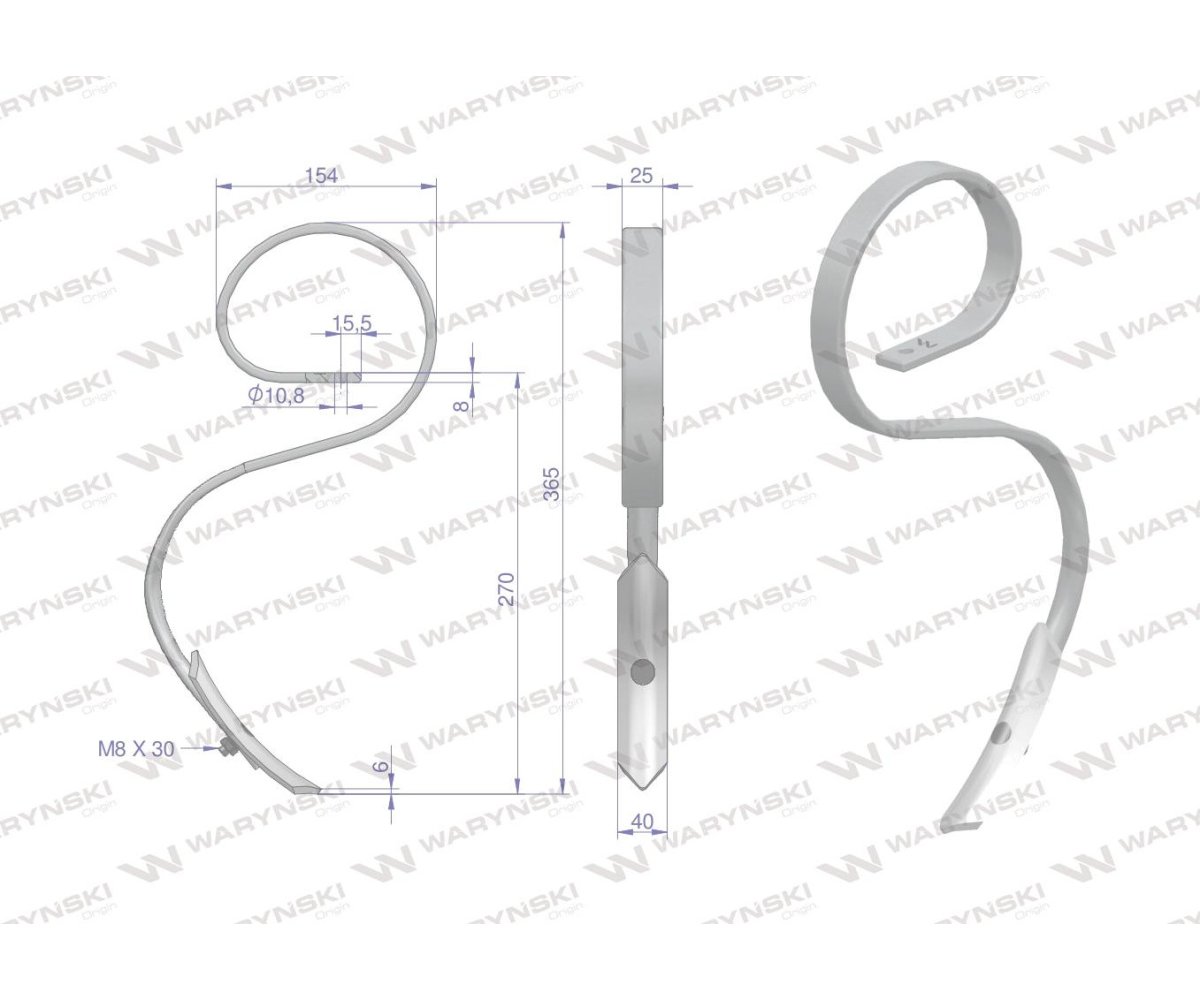 Ząb sprężynowy tylny z redliczką Waryński