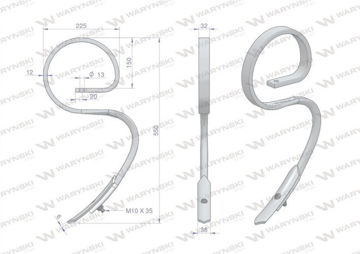 Ząb sprężynowy 32X12 Waryński