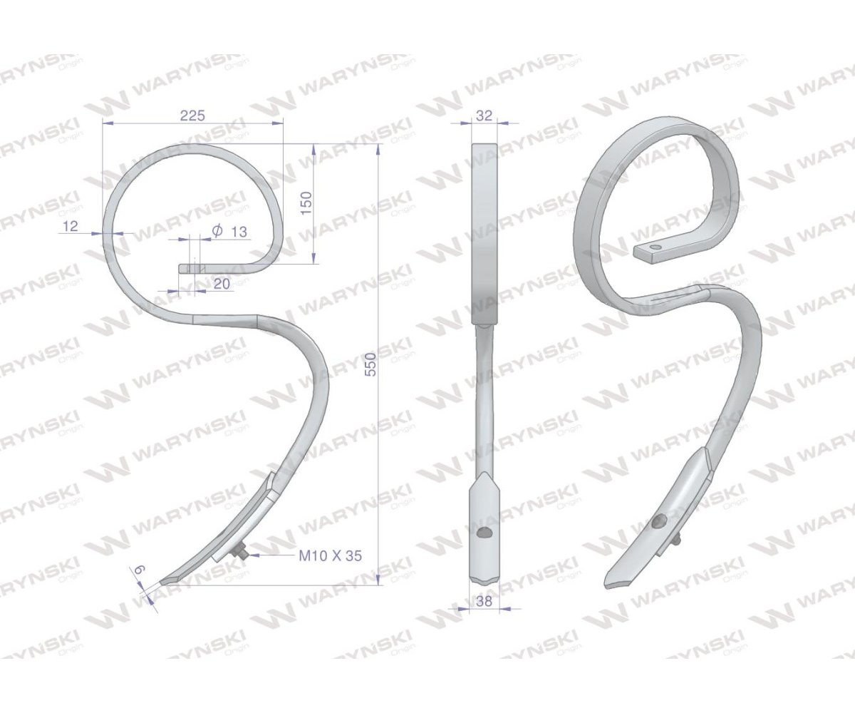 Ząb sprężynowy 32X12 Waryński