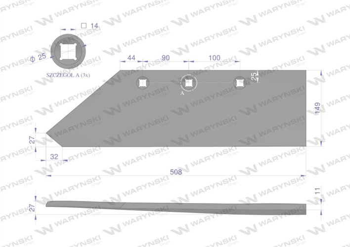Eurolemiesz lewy 16" zastosowanie Gregoire-Besson 172613 stal borowa WARYŃSKI