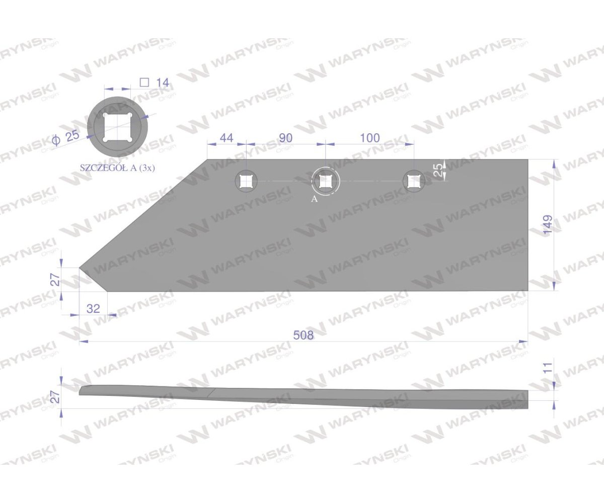 Eurolemiesz lewy 16" zastosowanie Gregoire-Besson 172613 stal borowa WARYŃSKI