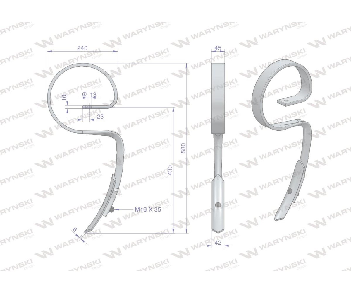 Ząb sprężynowy SV 45X10 Waryński