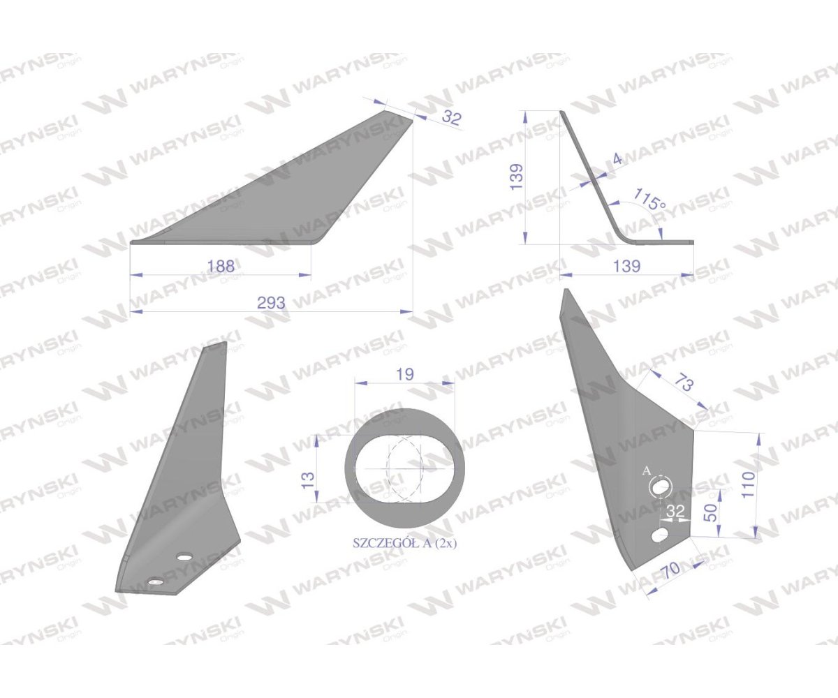 Nóż redlicy prawy zastosowanie Gregoire-Besson 173323 stal borowa WARYŃSKI