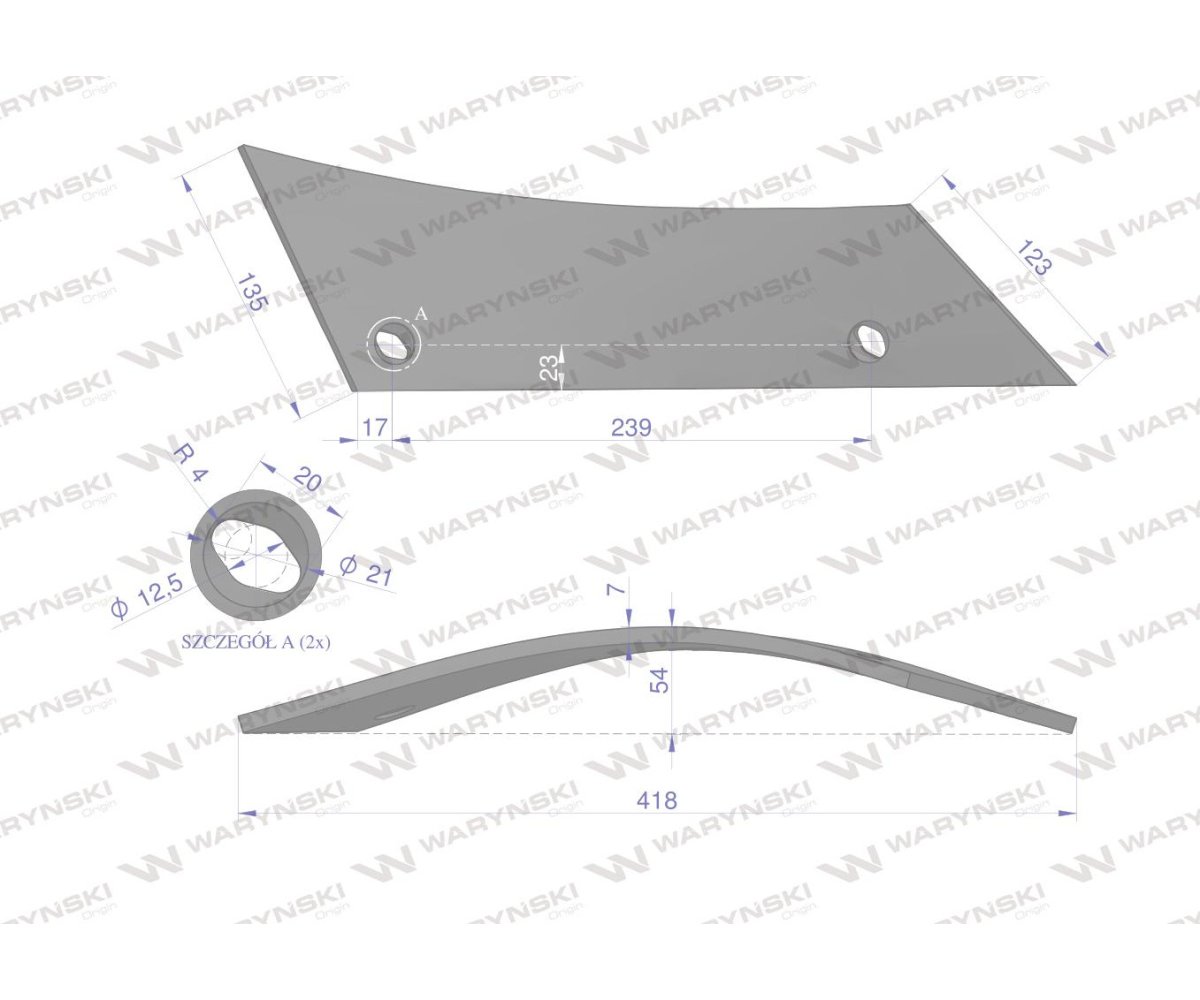 Pierś odkładni lewa dwuotworowa zastosowanie ESC Gregoire-Besson 173325 stal borowa WARYŃSKI