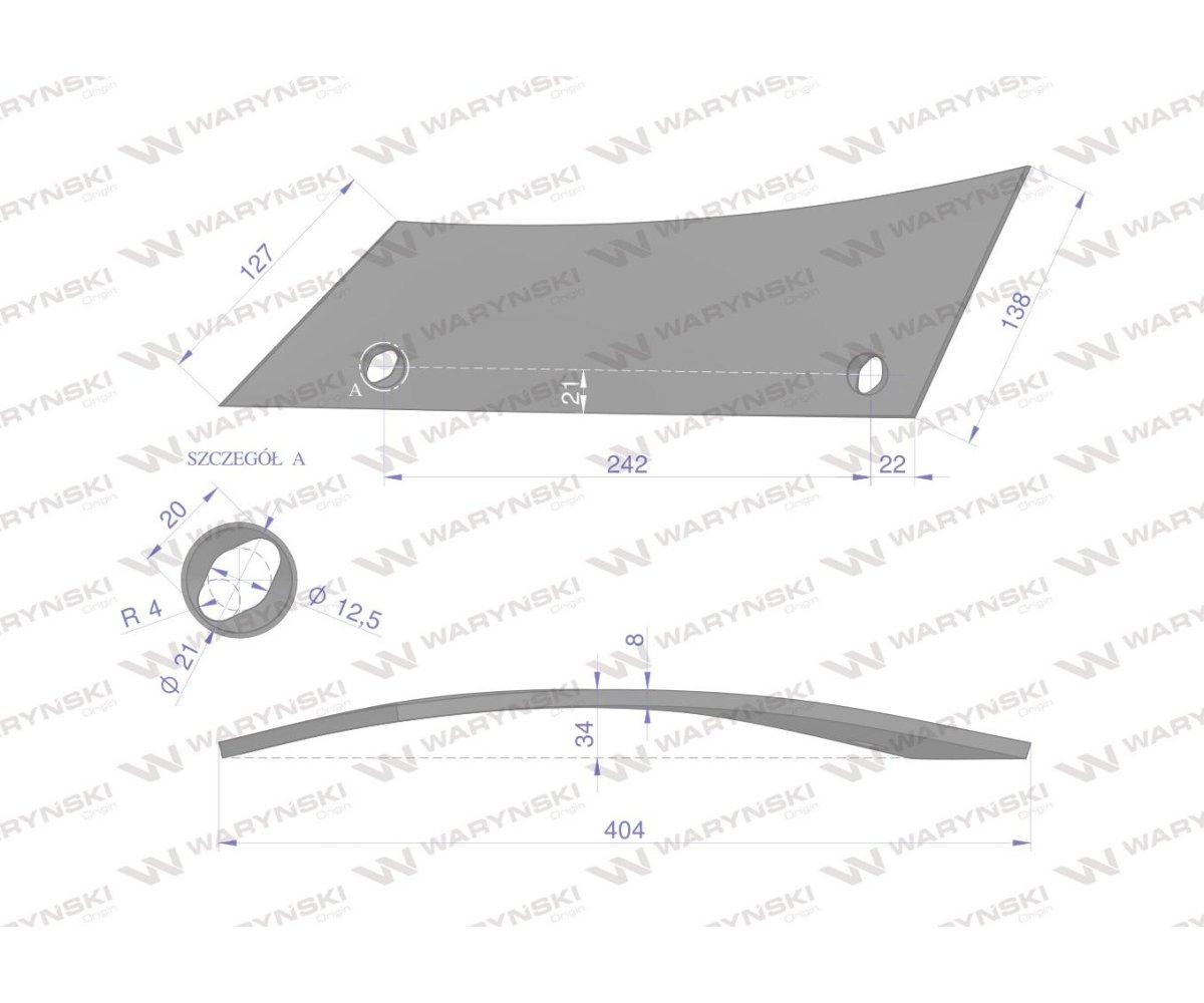 Pierś odkładni prawa zastosowanie Gregoire-Besson 173462 stal borowa WARYŃSKI