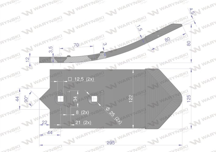 Dziób dwuotworowy agregatu podorywkowego zamiennik Ap/701 Kos Unia stal borowa Napawane Waryński
