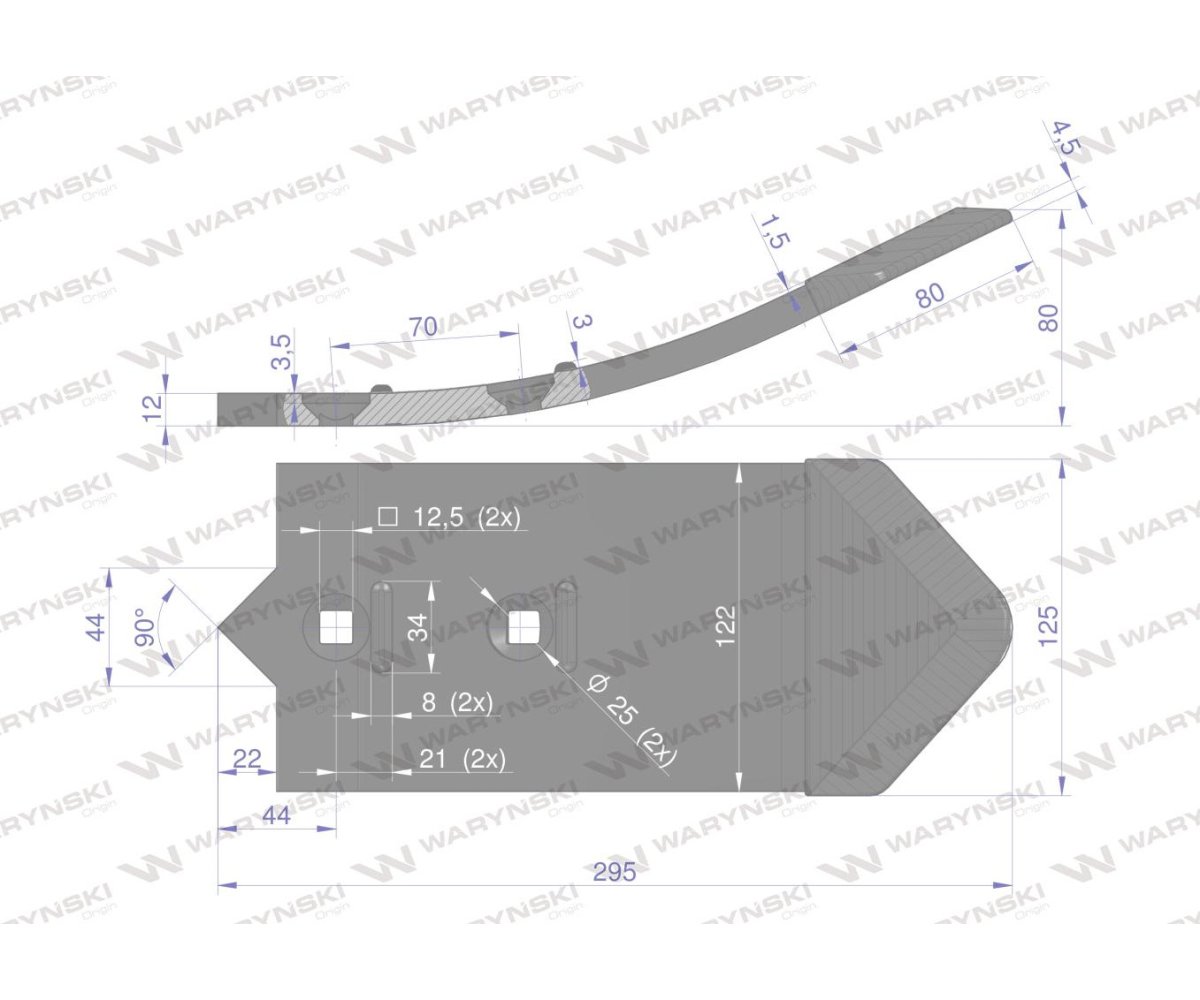 Dziób dwuotworowy agregatu podorywkowego zamiennik Ap/701 Kos Unia stal borowa Napawane Waryński
