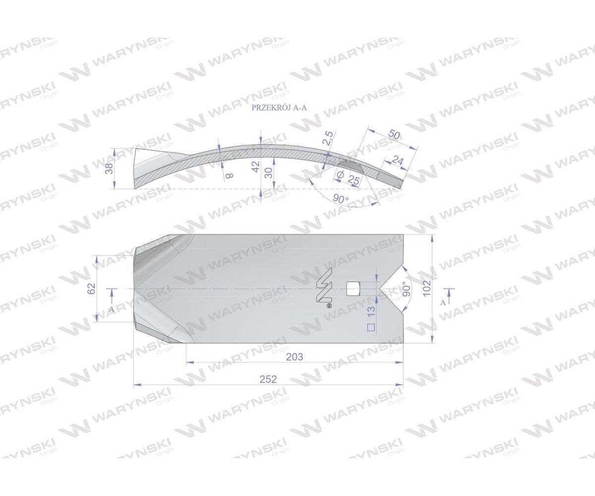 Nakładka zęba dwuotworowego zastosowanie Ap/702 Kos Unia stal borowa Waryński
