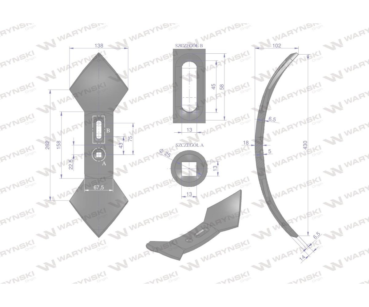 Redlica agregatu podorywkowego sercowa 1738000000 Gruber stal borowa Waryński