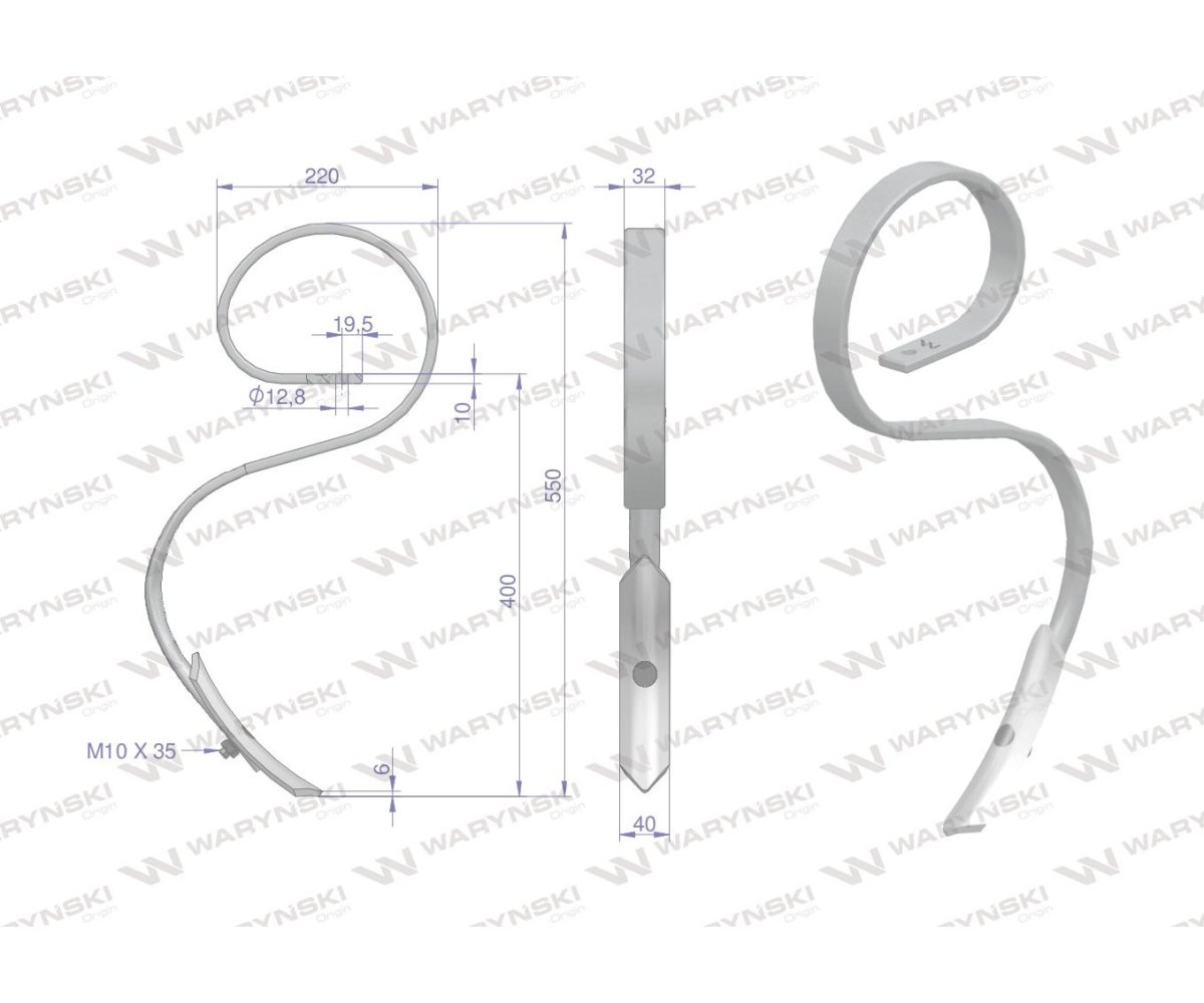 Ząb sprężynowy 32x10 Waryński