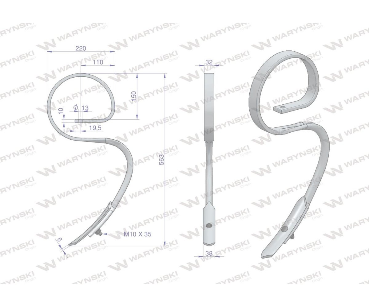 Ząb sprężynowy 013 32X10 Waryński