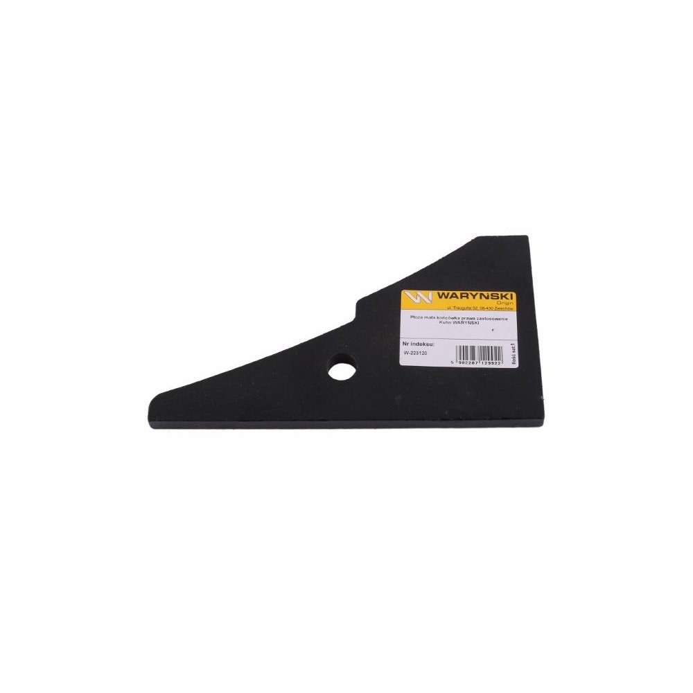 Płoza mała końcówka prawa zastosowanie Kuhn stal borowa WARYŃSKI