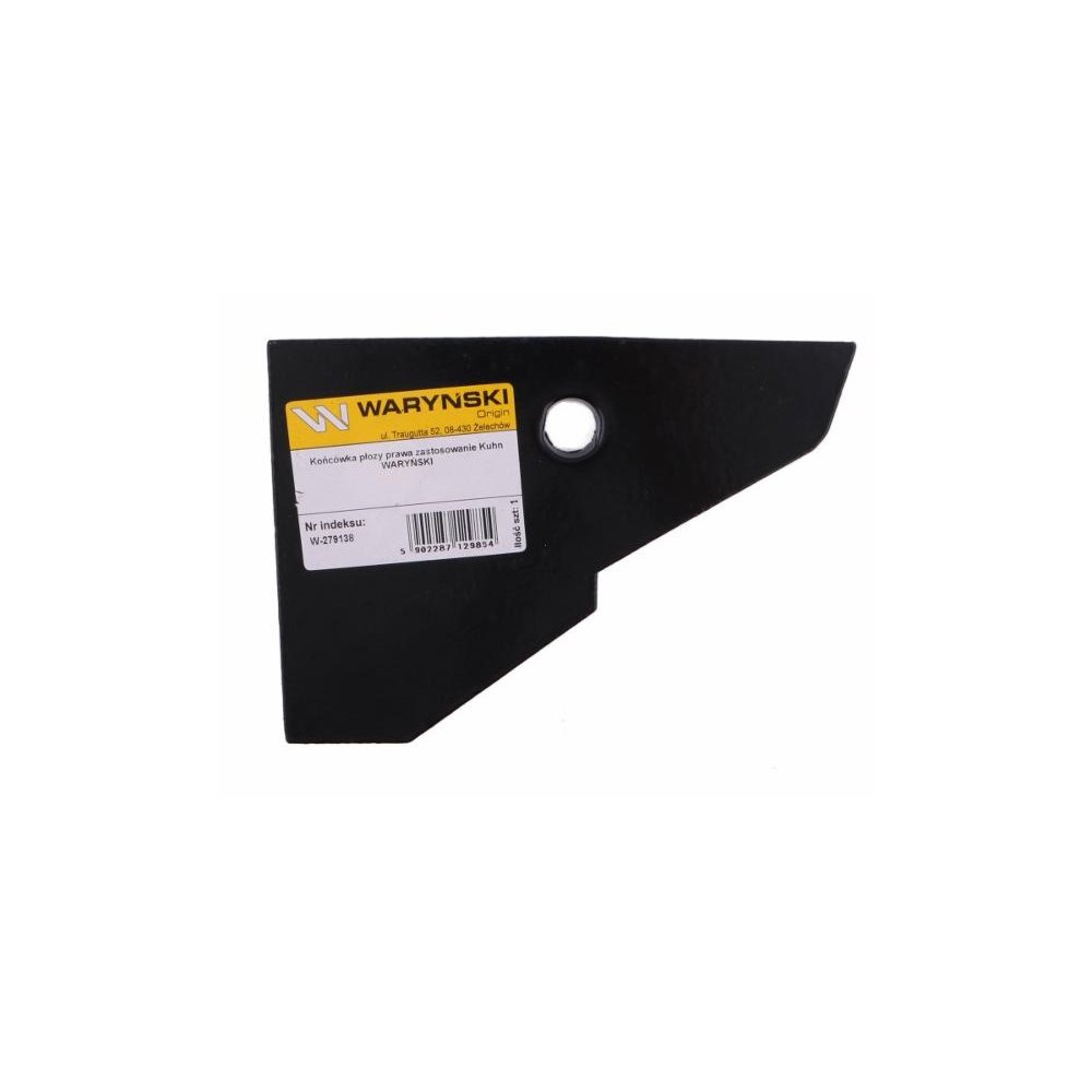 Końcówka płozy prawa zastosowanie Kuhn stal borowa WARYŃSKI