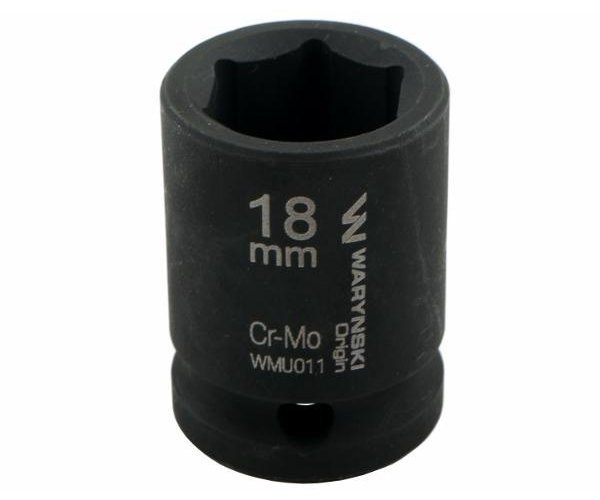 Nasadka udarowa sześciokątna 1/2". 18 mm. CrMo. DIN 3129. Waryński